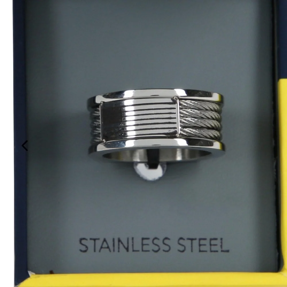 New NAUTICA Men’s Stainless Steel Americana Ring